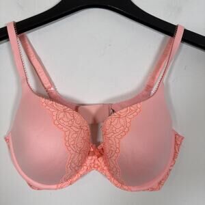 Victoria Secret‎ Pink Peach 36D Perfect Shape Lined Lift Underwire Shimmer Bra